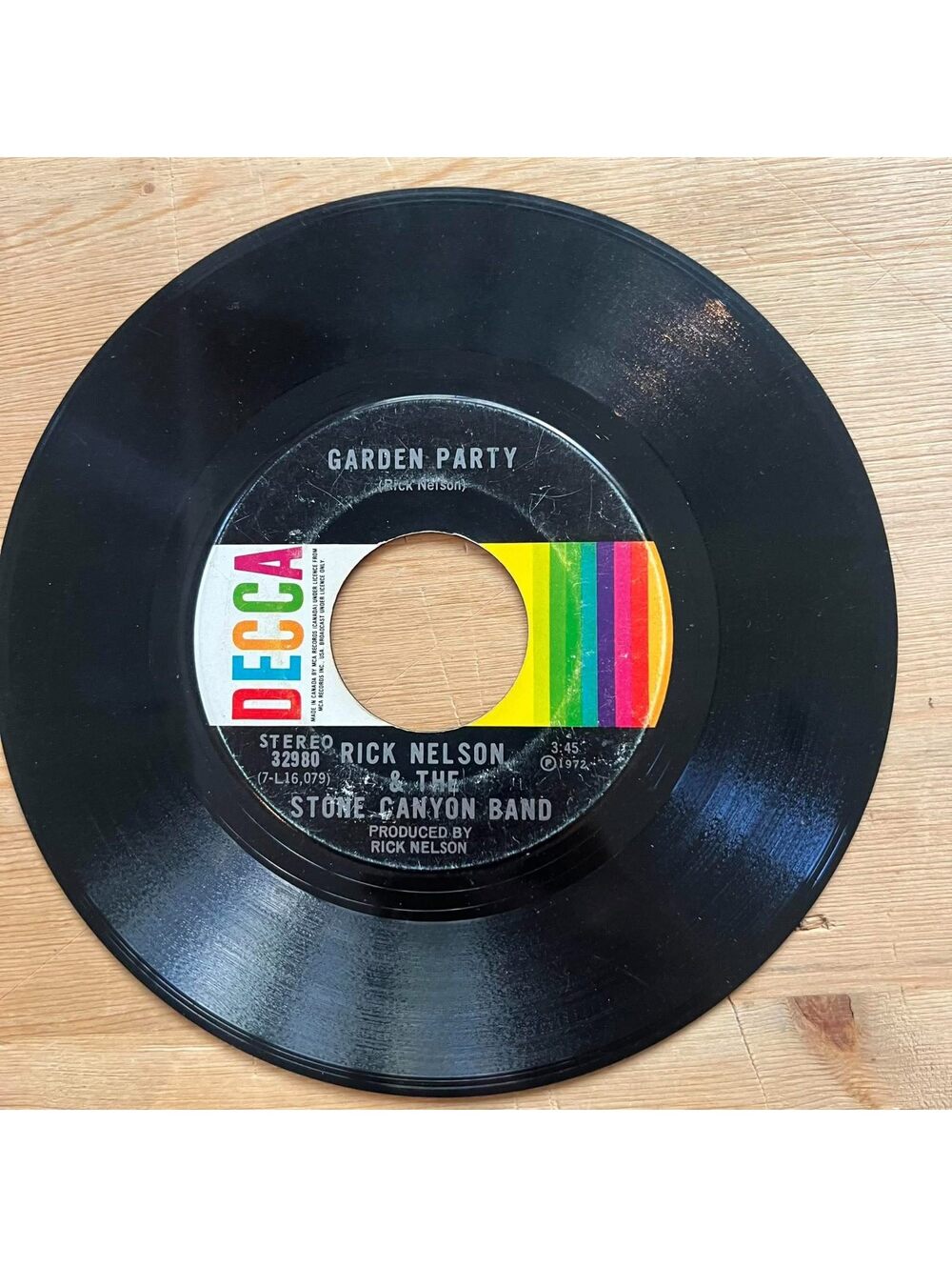 Rick Nelson & The Stone Canyon Band - Garden Party/So Long Mama 45rpm VG+ R12